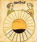 Sternzeichen Zwilling, Detail aus: Faltkalender mit Monatsbildern, Staatsbibliothek zu Berlin – Preußischer Kulturbesitz, aus Wikipedia Sternzeichen Zwilling, Detail aus: Faltkalender mit Monatsbildern, Staatsbibliothek zu Berlin – Preußischer Kulturbesitz, aus Wikipedia